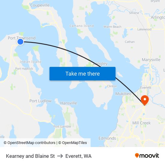Kearney and Blaine St to Everett, WA map