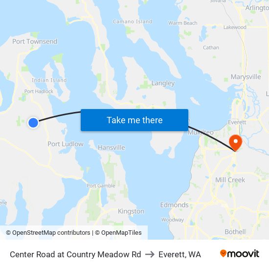 Center Road at Country Meadow Rd to Everett, WA map