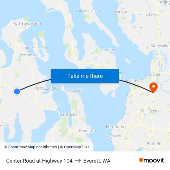 Center Road at Highway 104 to Everett, WA map