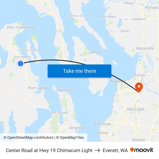 Center Road at Hwy 19 Chimacum Light to Everett, WA map