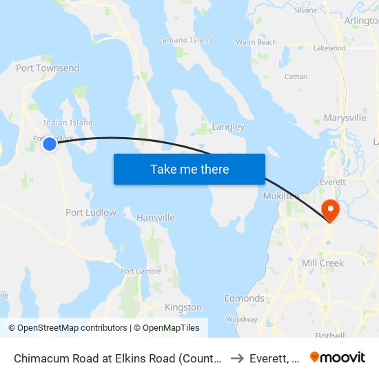 Chimacum Road at Elkins Road (County Jail) to Everett, WA map