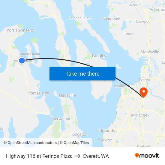 Sr 116 Ferino's Pizza to Everett, WA map