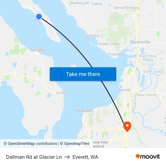 Dallman Rd at Glacier Ln to Everett, WA map