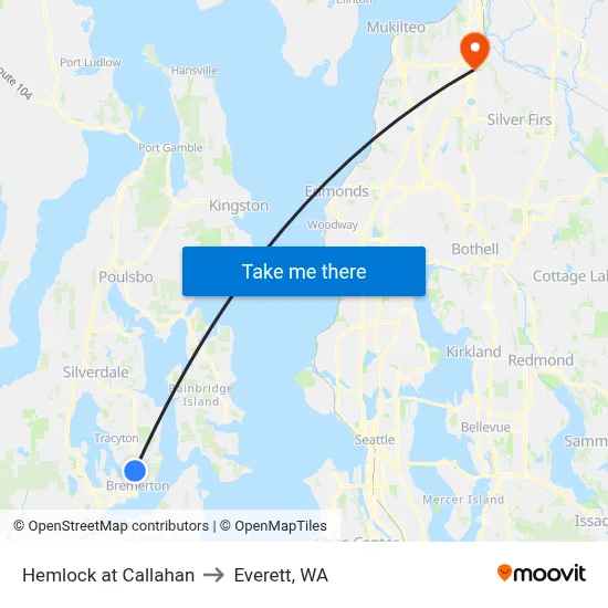 Hemlock at Callahan to Everett, WA map