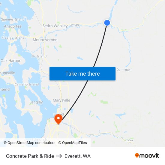 Concrete Park & Ride to Everett, WA map