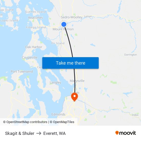 Skagit & Shuler to Everett, WA map