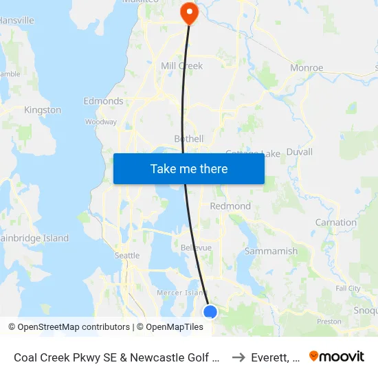 Coal Creek Pkwy SE & Newcastle Golf Club Rd to Everett, WA map
