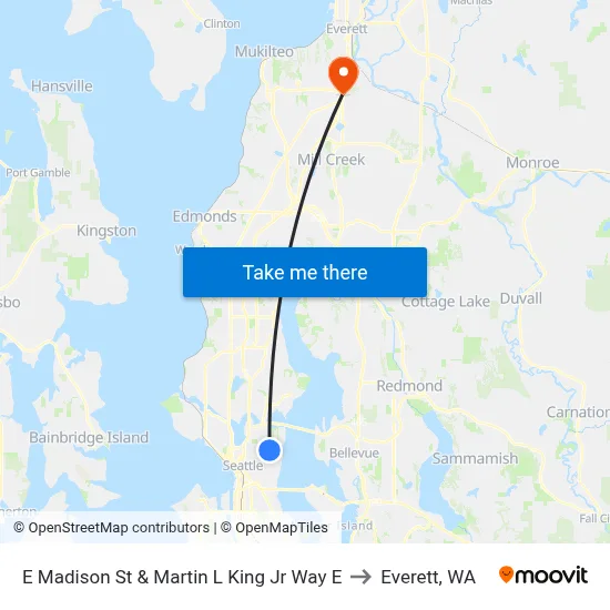 E Madison St & Martin L King Jr Way E to Everett, WA map