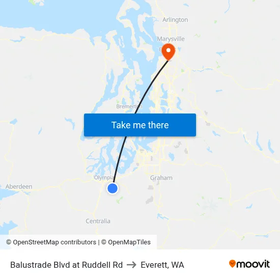 Balustrade Blvd at Ruddell Rd to Everett, WA map