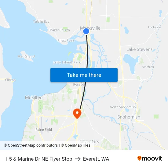 I-5 & Marine Dr NE Flyer Stop to Everett, WA map