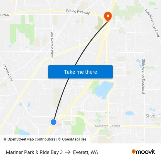 Mariner Park & Ride Bay 3 to Everett, WA map