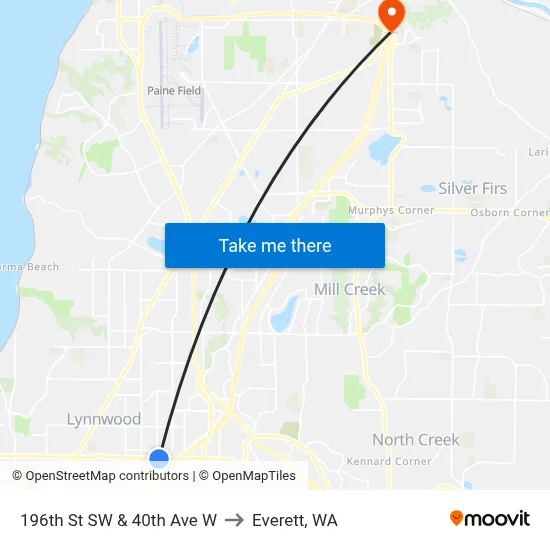 196th St SW & 40th Ave W to Everett, WA map