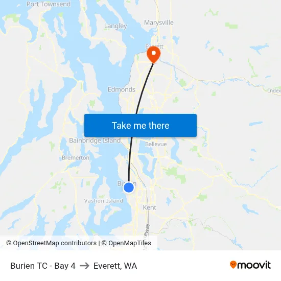 Burien TC - Bay 4 to Everett, WA map