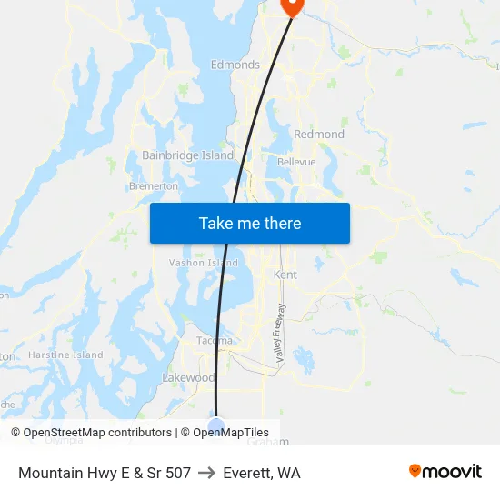 Mountain Hwy E & Sr 507 to Everett, WA map