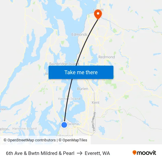 6th Ave & Bwtn Mildred & Pearl to Everett, WA map