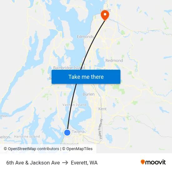 6th Ave & Jackson Ave to Everett, WA map