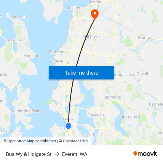 Bus Wy & Holgate St to Everett, WA map