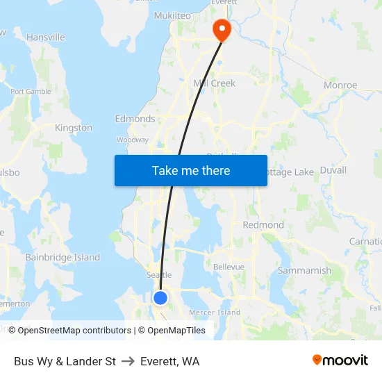 Bus Wy & Lander St to Everett, WA map