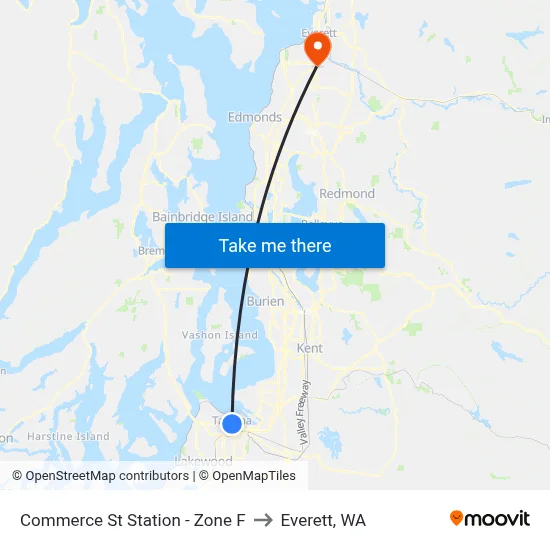 Commerce St Station - Zone F to Everett, WA map