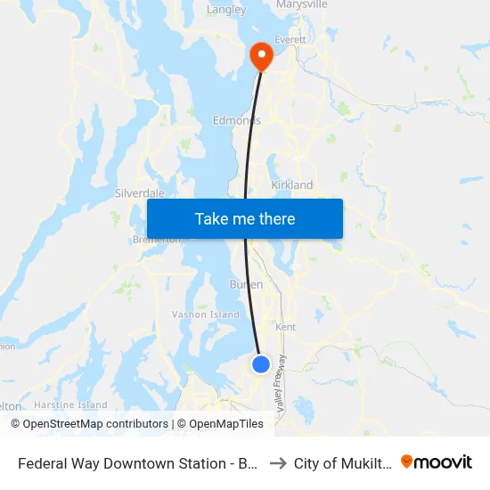 Federal Way Downtown Station - Bay 8 to City of Mukilteo map