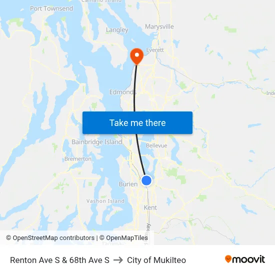 Renton Ave S & 68th Ave S to City of Mukilteo map