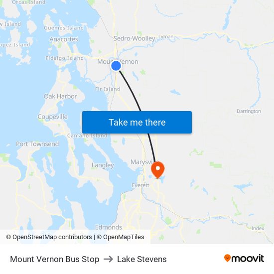 Mount Vernon Bus Stop to Lake Stevens map