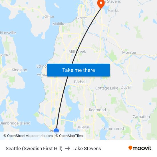 Seattle (Swedish First Hill) to Lake Stevens map