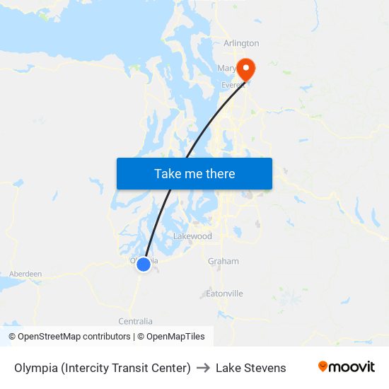 Olympia (Intercity Transit Center) to Lake Stevens map