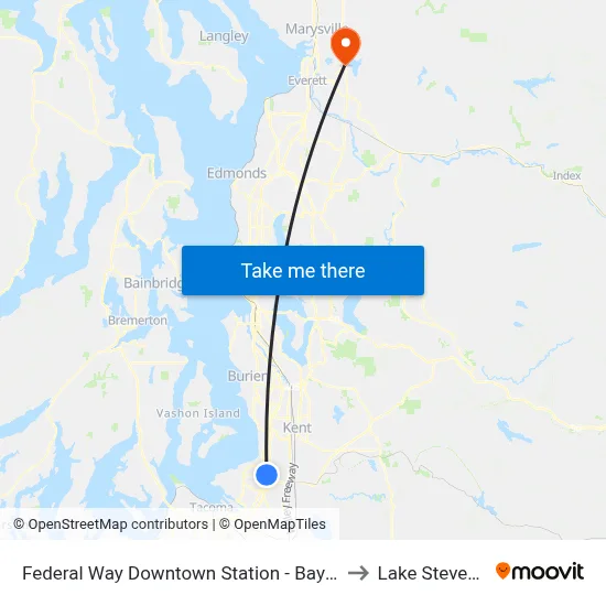 Federal Way Downtown Station - Bay 9 to Lake Stevens map