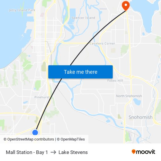 Mall Station - Bay 1 to Lake Stevens map