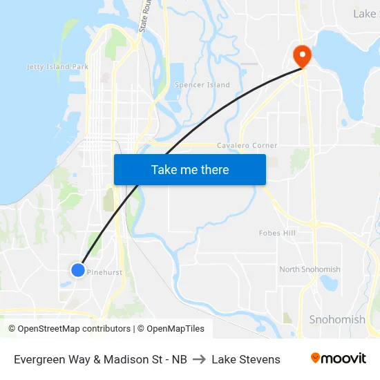 Evergreen Way & Madison St - NB to Lake Stevens map