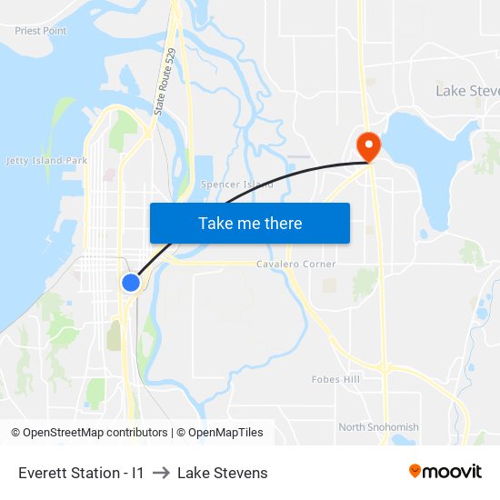Everett Station - I1 to Lake Stevens map