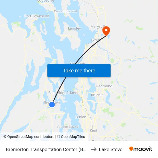 Bremerton Transportation Center (BTC) to Lake Stevens map