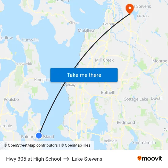 Hwy 305 at High School to Lake Stevens map