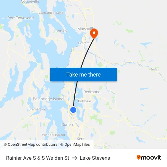 Rainier Ave S & S Walden St to Lake Stevens map