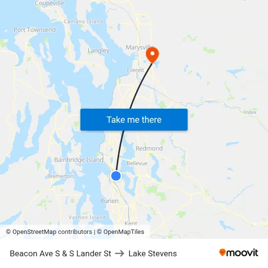 Beacon Ave S & S Lander St to Lake Stevens map