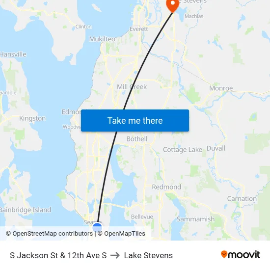 S Jackson St & 12th Ave S to Lake Stevens map