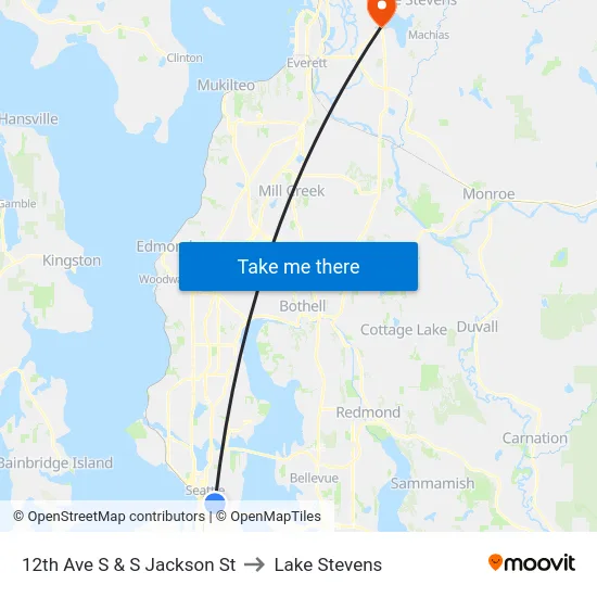 12th Ave S & S Jackson St to Lake Stevens map