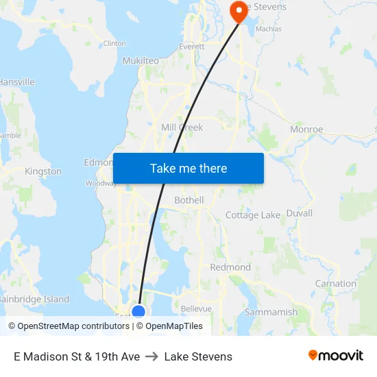 E Madison St & 19th Ave to Lake Stevens map