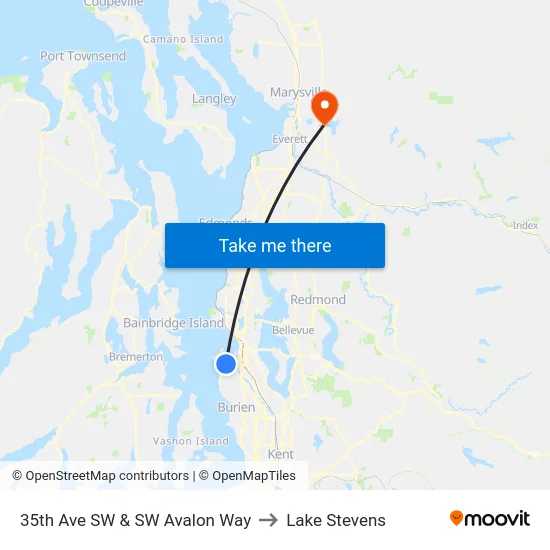 35th Ave SW & SW Avalon Way to Lake Stevens map