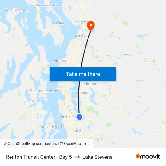 Renton Transit Center - Bay 5 to Lake Stevens map