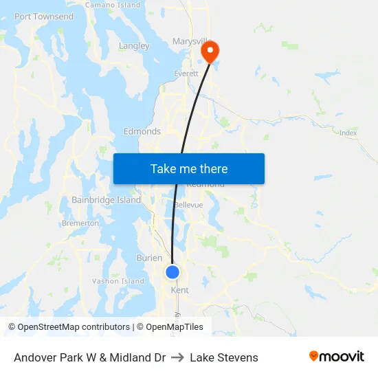 Andover Park W & Midland Dr to Lake Stevens map