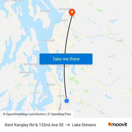 Kent Kangley Rd & 132nd Ave SE to Lake Stevens map