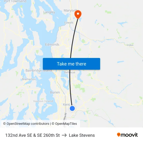 132nd Ave SE & SE 260th St to Lake Stevens map