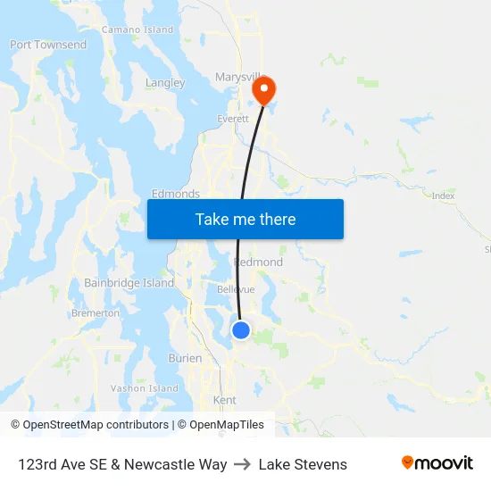 123rd Ave SE & Newcastle Way to Lake Stevens map