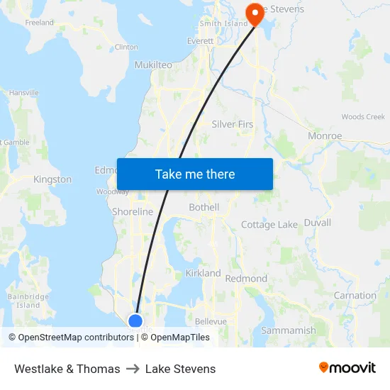 Westlake & Thomas to Lake Stevens map