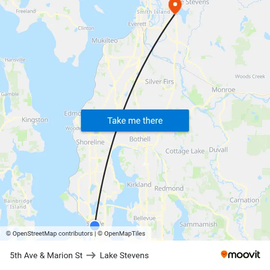 5th Ave & Marion St to Lake Stevens map