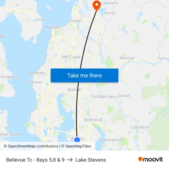 Bellevue Tc - Bays  5,8 & 9 to Lake Stevens map