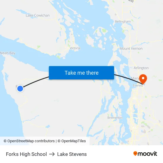 Forks High School to Lake Stevens map
