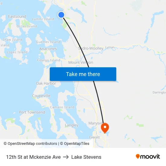 12th St at Mckenzie Ave to Lake Stevens map